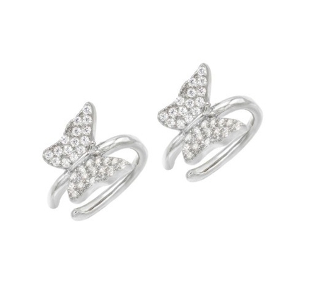18K सोने से ढकी हुई तितली की बालियां Micron Pave White CZ फैशनेबल महिला आभूषण के साथ