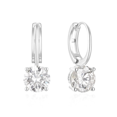 925 स्टर्लिंग चांदी 18K स्वर्ण चढ़ाना सोलिटेयर सफेद घन Zircon Huggies झुमके