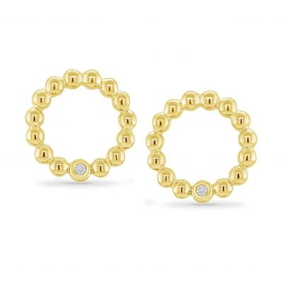 925 स्टर्लिंग सिल्वर महिलाओं के गोल आकार के बेज़ल सेटिंग सोलिटेयर स्टड इयररिंग्स कस्टम साइज़ विकल्पों के साथ