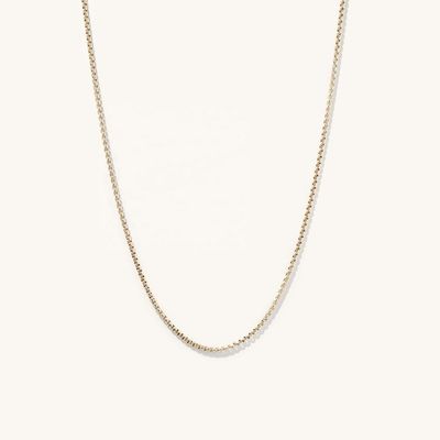 हाथ से बना 18K गोल्ड प्लेटेड गोल बॉक्स नेकलेस चेन, तेज़ शिपिंग और अनुकूलन योग्य लोगो के साथ