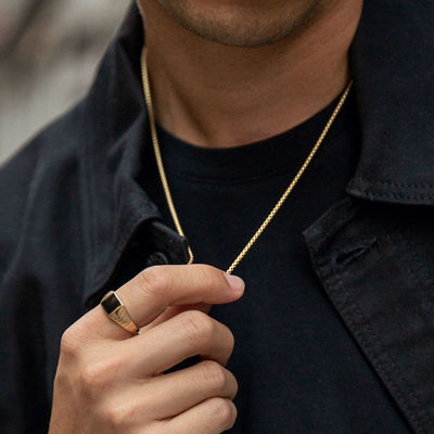 हाथ से बना 18K गोल्ड प्लेटेड गोल बॉक्स नेकलेस चेन, तेज़ शिपिंग और अनुकूलन योग्य लोगो के साथ