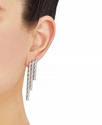 अंडाकार टेनिस सफेद घन Zircon बालियां महिलाओं के लिए लक्जरी गहने