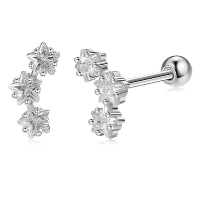 18K स्वर्ण 925 स्टर्लिंग सिल्वर स्टार क्यूबिक Zirconia Stud बालियां महिलाओं के लिए सहायक उपकरण