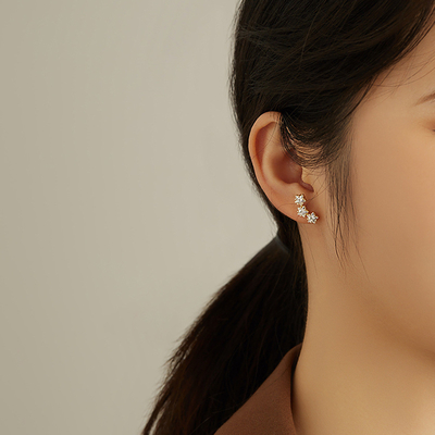 18K स्वर्ण 925 स्टर्लिंग सिल्वर स्टार क्यूबिक Zirconia Stud बालियां महिलाओं के लिए सहायक उपकरण