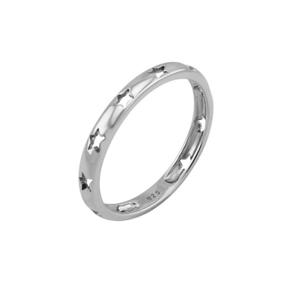 TRENDY Style Star Hollow Eternity Band Rings in 925 Silver Jewelry with 18K Gold Plated (ट्रेंडी स्टाइल स्टार होलो एटरनिटी बैंड रिंग्स में 925 सिल्वर ज्वेलरी के साथ 18K गोल्ड प्लेटेड)