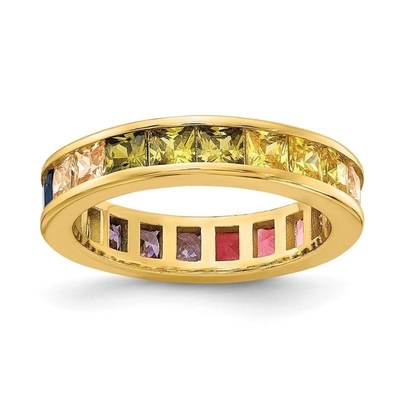 रंगीन घन Zircon Eternity शादी की अंगूठी महिला के लिए 925 चांदी पर्यावरण के अनुकूल