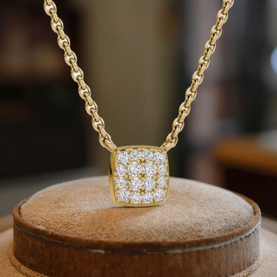 18K स्वर्ण 925 स्टर्लिंग चांदी वर्ग घन Zirconia लटकन हार