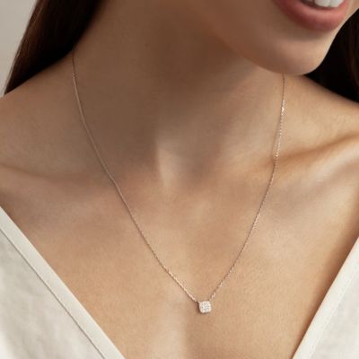 18K स्वर्ण 925 स्टर्लिंग चांदी वर्ग घन Zirconia लटकन हार