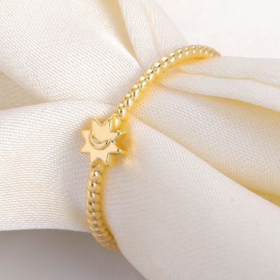 925 स्टर्लिंग सिल्वर चांद सूरज की अंगूठी 18K गोल्ड प्लेटेड यूनिसेक्स आभूषण