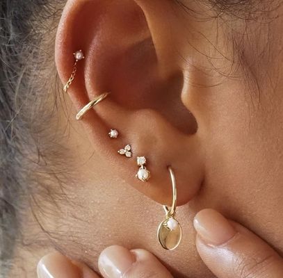 18K Gold Vermeil Freshwater White Pearl Stud Earrings in 925 Sterling Silver for Women