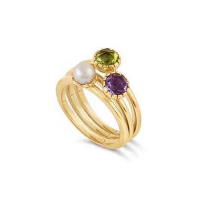 Custom Women Girls Handmade Stacking Rings Set with Freshwater Pearl and 925 Sterling Silver