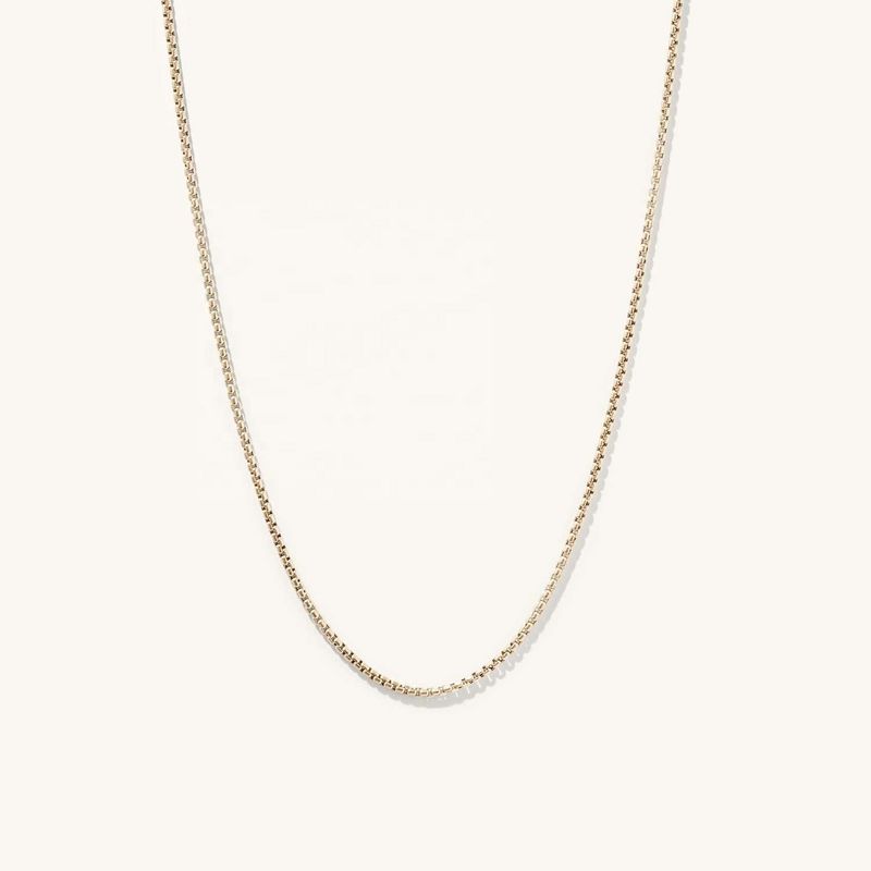 हाथ से बना 18K गोल्ड प्लेटेड गोल बॉक्स नेकलेस चेन, तेज़ शिपिंग और अनुकूलन योग्य लोगो के साथ