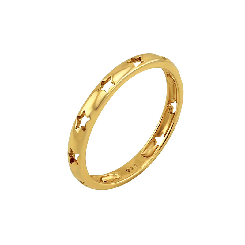 TRENDY Style Star Hollow Eternity Band Rings in 925 Silver Jewelry with 18K Gold Plated (ट्रेंडी स्टाइल स्टार होलो एटरनिटी बैंड रिंग्स में 925 सिल्वर ज्वेलरी के साथ 18K गोल्ड प्लेटेड)