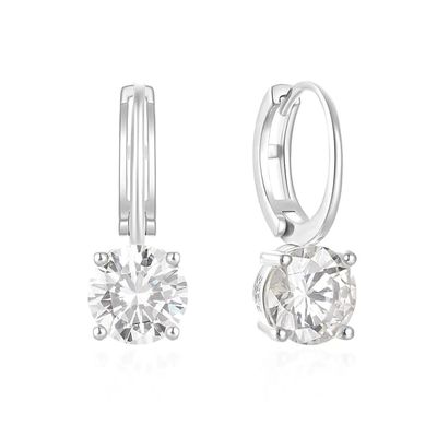 925 स्टर्लिंग चांदी 18K स्वर्ण चढ़ाना सोलिटेयर सफेद घन Zircon Huggies झुमके