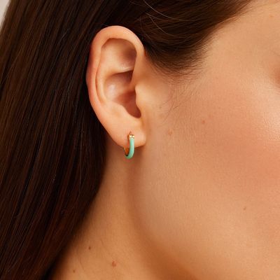 रंगीन 925 स्टर्लिंग सिल्वर हुप झुमके 18K गोल्ड स्टैकिंग हुप झुमके