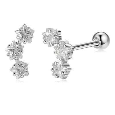 18K स्वर्ण 925 स्टर्लिंग सिल्वर स्टार क्यूबिक Zirconia Stud बालियां महिलाओं के लिए सहायक उपकरण