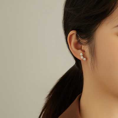 18K स्वर्ण 925 स्टर्लिंग सिल्वर स्टार क्यूबिक Zirconia Stud बालियां महिलाओं के लिए सहायक उपकरण