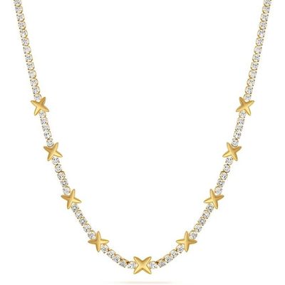 OEM क्लासिक पीतल टेनिस स्टार लटकन हार चमकदार घन Zircon पत्थरों के साथ