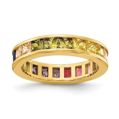 रंगीन घन Zircon Eternity शादी की अंगूठी महिला के लिए 925 चांदी पर्यावरण के अनुकूल