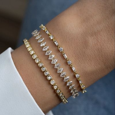 3 मिमी जिरकोनिया टेनिस कंगन 925 चांदी 14K सोने की चादर यूनिसेक्स गहने