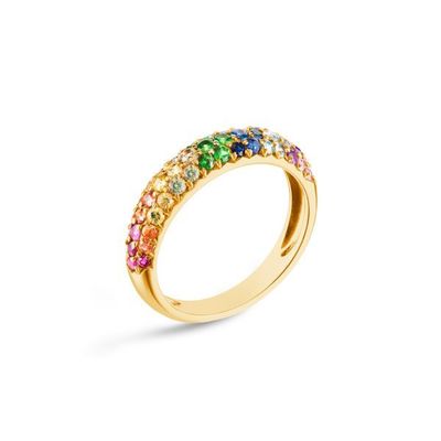 18K स्वर्ण चढ़ाना इंद्रधनुष Zircon 925 स्टर्लिंग चांदी क्लस्टर अंगूठी