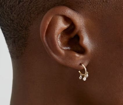 14K सोने से ढंके पीतल के हुप झुमके