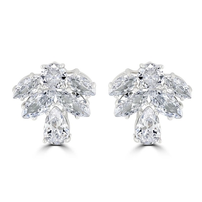 18K Gold Plated Brass Wedding Earrings featuring Cubic Zircon for Beauty White Lovers